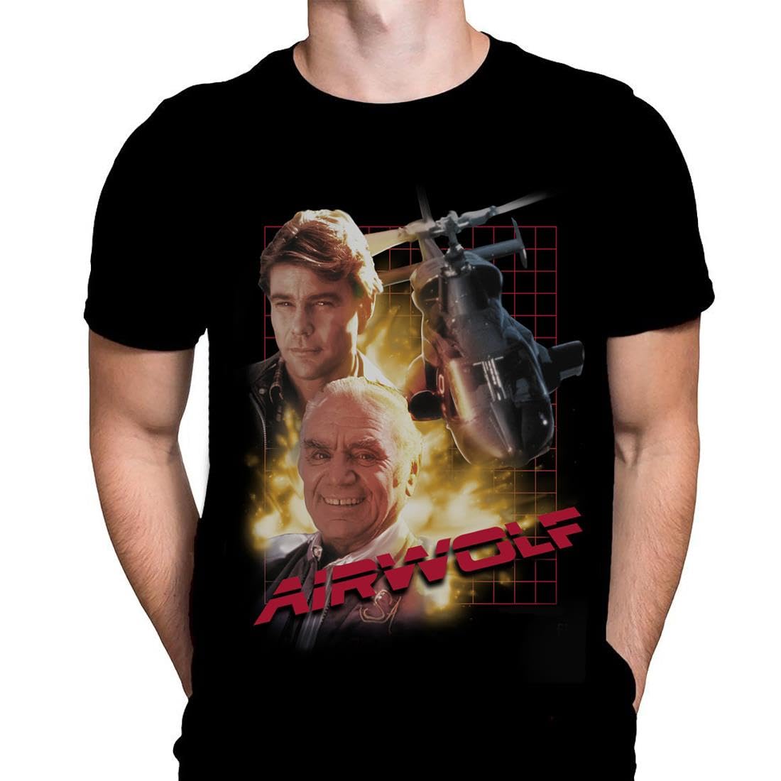 Airwolf Mens T-Shirt Horror Film Print, Black Cotton T-Shirt, Movie Poster Tee