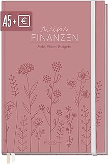 paper&you® Finanzplaner A5+ für 1 Jahr - Haushaltsbuch & Budget Planner mit 12 Monatsübersichten, Einnahmen-Ausgaben Tracker für 53 Wochen "Fine Flowers rosé" - nachhaltig & klimafreundlich