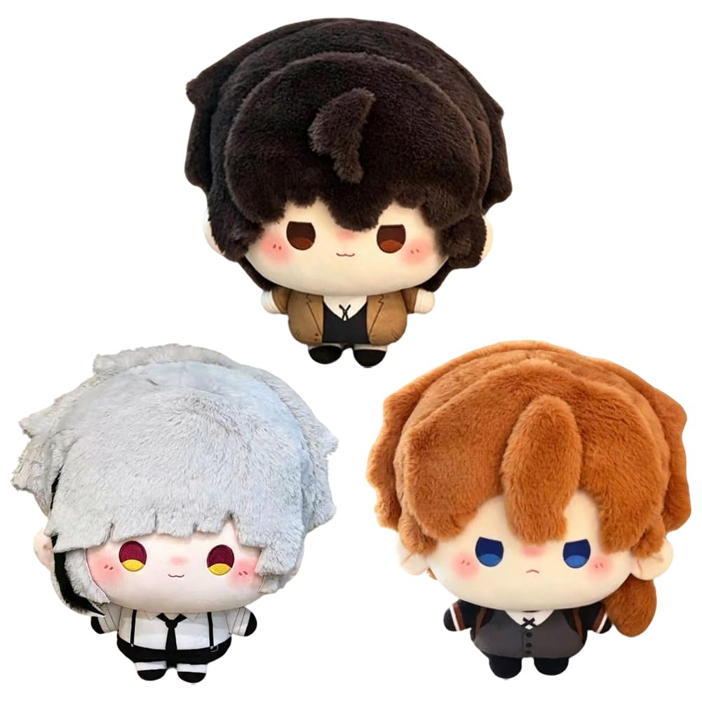 Pluszowa figurka Dazai Osamu/Nakahara Chuuya/Nakajima Atsushi, 3 szt | BSD Anime Pluszaki Poduszka, Sofa Dekoracja Pościel Prezent, Bawełna PP, 35 cm