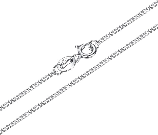 CERSLIMO S925 Sterling Silver Chains for Women Girls - Silver Chain Necklace 14" 16" 18" 20" 24" Thick Cable Trace Italian Curb Box Chains for Kids | For Layered Looks, Gifts or Chain Replacements