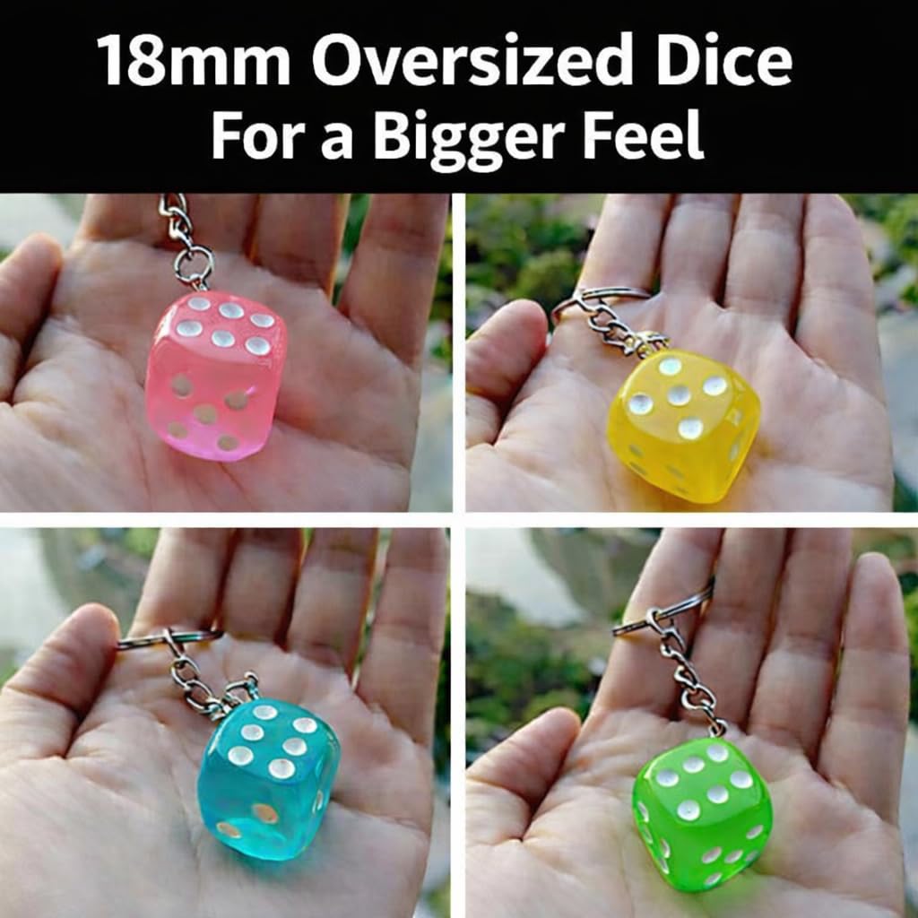1 Dozen Bunco Dice Key Chains - Perfect for Bunco Night Gifts, Prizes, Casino-Themed Wedding Favors, and Party Supplies
