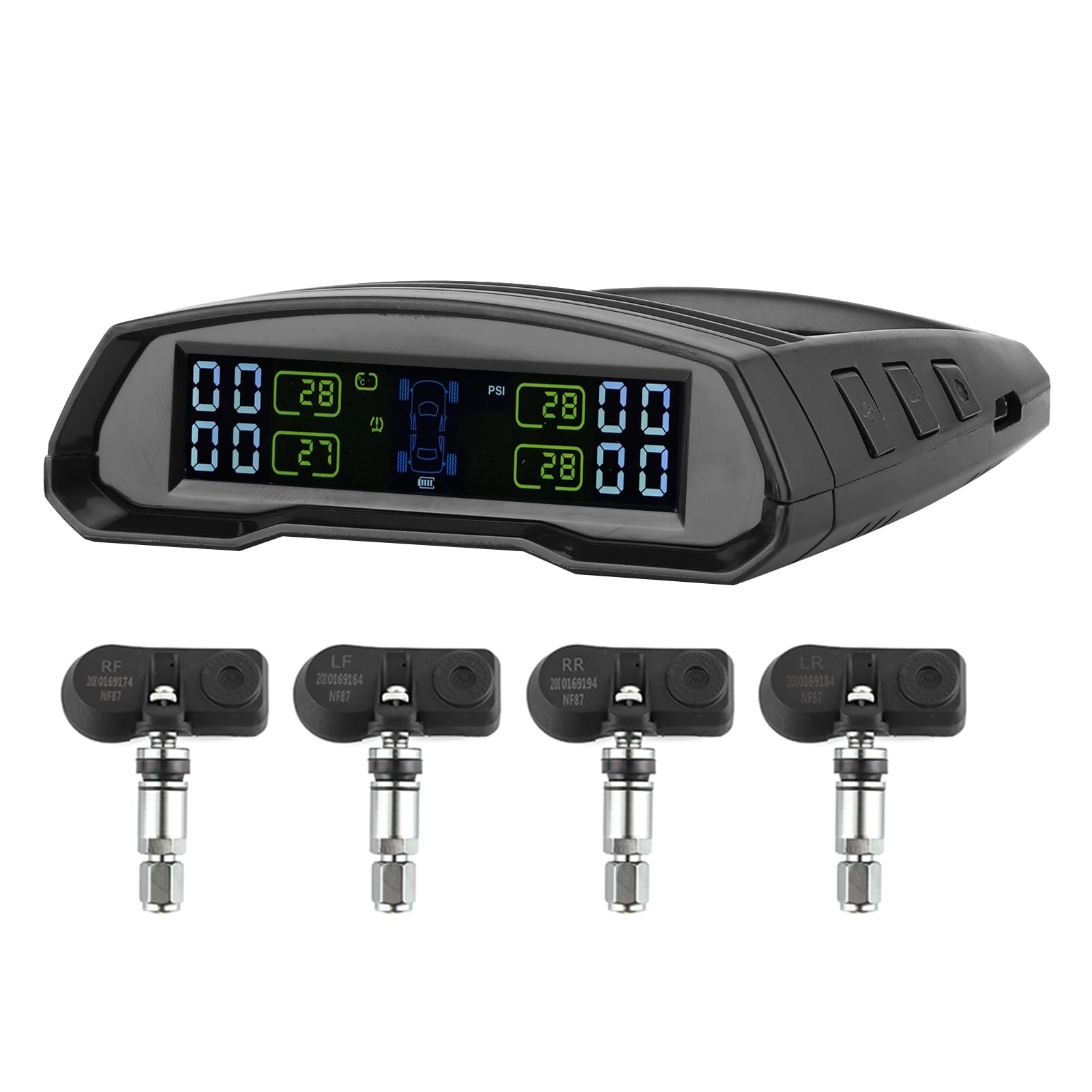 Terisass di monitoraggio della Pressione dei Pneumatici Wireless TPMS TPMS di Alimentazione Solare o USB con 4 sensori per la Pressione e la Temperatura del rimorchio Viaggio