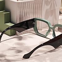 Vista 4 de LA022 - Lentes de luz azul cuadrados de gran tamaño para mujer, marco grueso grande, gafas de lectura grandes para computadora