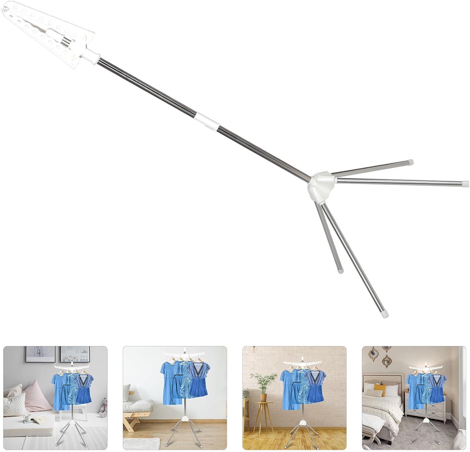 Foldable Clothes Drying Rack with Rotating Design and Detachable Structure, Stainless Steel and Plastic Material, Portable Standing Clothes Rack for Indoor Laundry Use