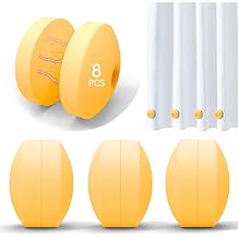 Shower Curtain Weights - Silicone Fully Wrapped Rustproof Shower Curtain Magnets, No Sew, Waterproof, Anticollision - Heavy Outdoor Weighted Clips for Drapery, Tablecloth, Flag 4 Pairs Yellow