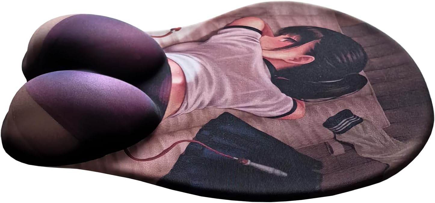 Funny Kawaii Ergonomic Mouse Pad Cute Sexy Anime Computer Mouse Pad with Wrist Rest Dark Grey