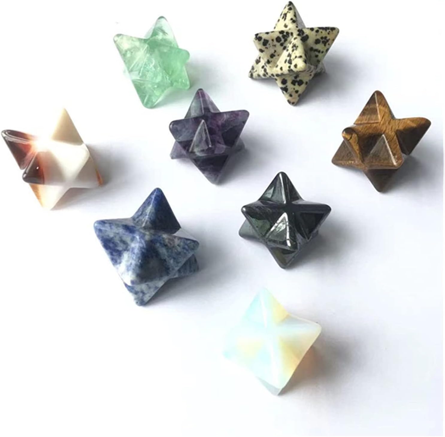 FIDEMM Natural Crystal Rough Natural Quartz Gemstone Moon Shape Crystals Healing Stones Merkaba (Color : Tiger Eye, Size : Approx 25mm)