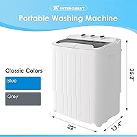 Vista 3 de INTERGREAT Lavadora Portátil, Lavadora Compacta de 16 libras (9.6 libras) y Secadora (6.4 libras) Combo con Bomba de Drenaje, Mini Lavandería