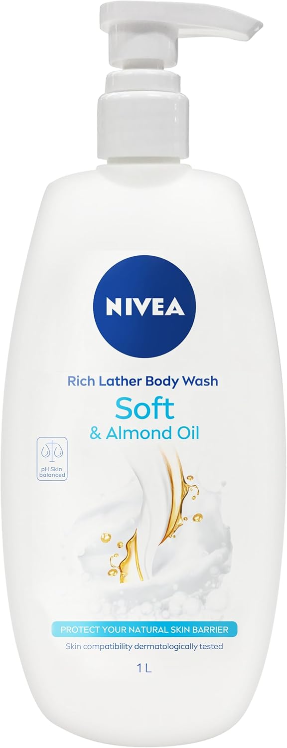 NIVEA Rich Moisture Soft Shower Cream (1L), Moisturising Shower Gel