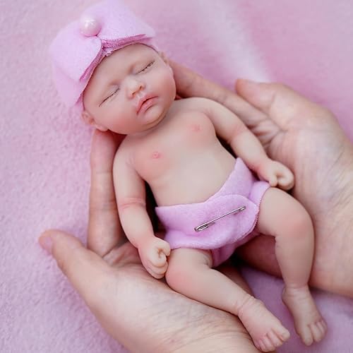 Miniatura 7 de Mire & Mire Muñecas de bebé Reborn en miniatura de 7 pulgadas de silicona de cuerpo completo de piel suave Mini muñecas realistas de bebé recién