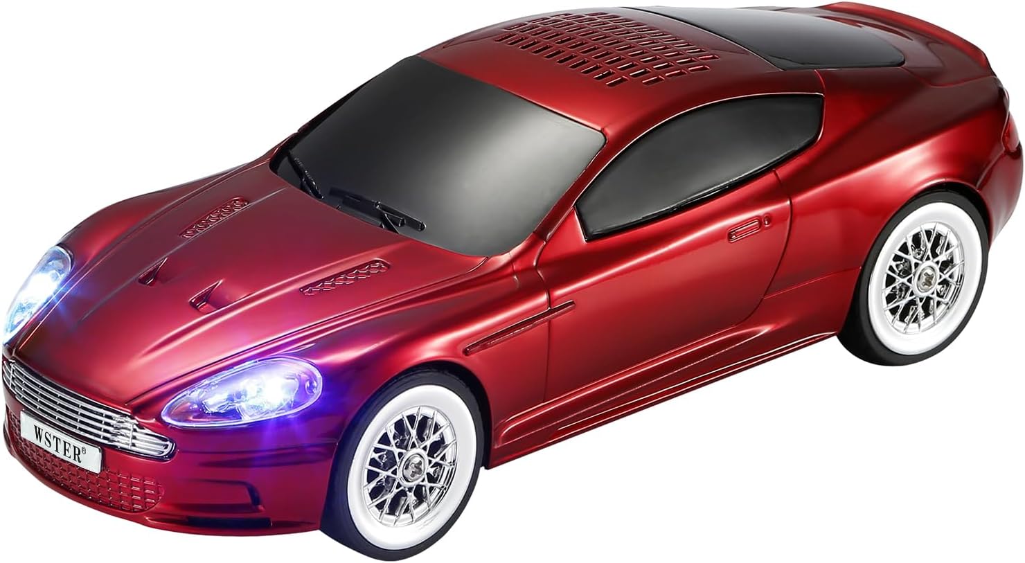 WSTER WS-593 Grand Touring Sports Car Replica Bluetooth Speaker, LED Party Light, Portable Wireless Audio, TWS Pairing, FM Radio, TF Playback, Hands-Free Calling, Wonderful Choice for Kids (Red)