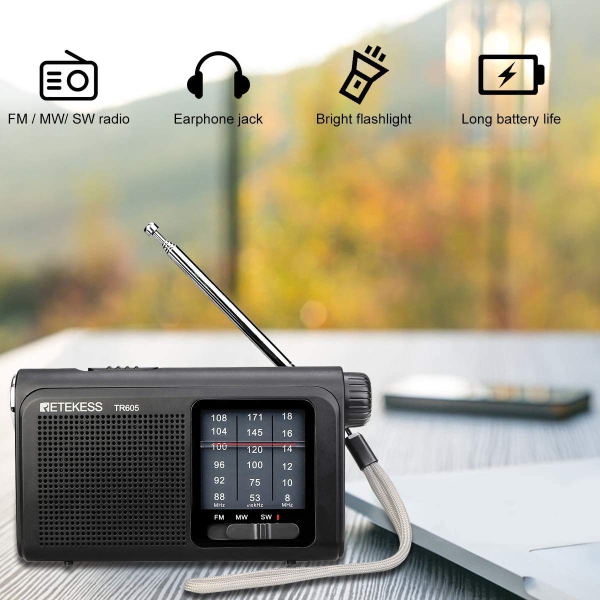 Buy Retekess TR605 Portable AM FM Shortwave Radio, Analog Transistor