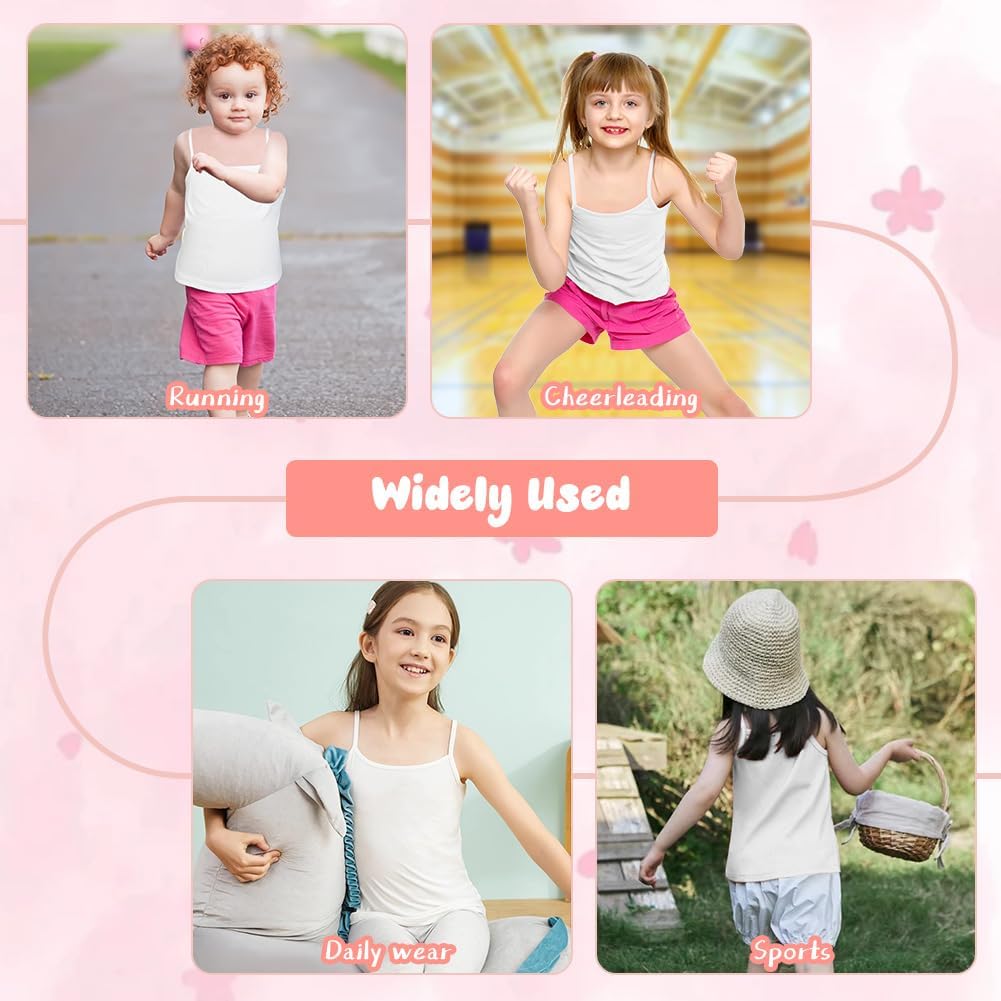 White Spaghetti Strap Tank Top Girls Undershirts 3 Pack, Cotton Soft Cute Tank Tops Breathable Sleeveless Camisole