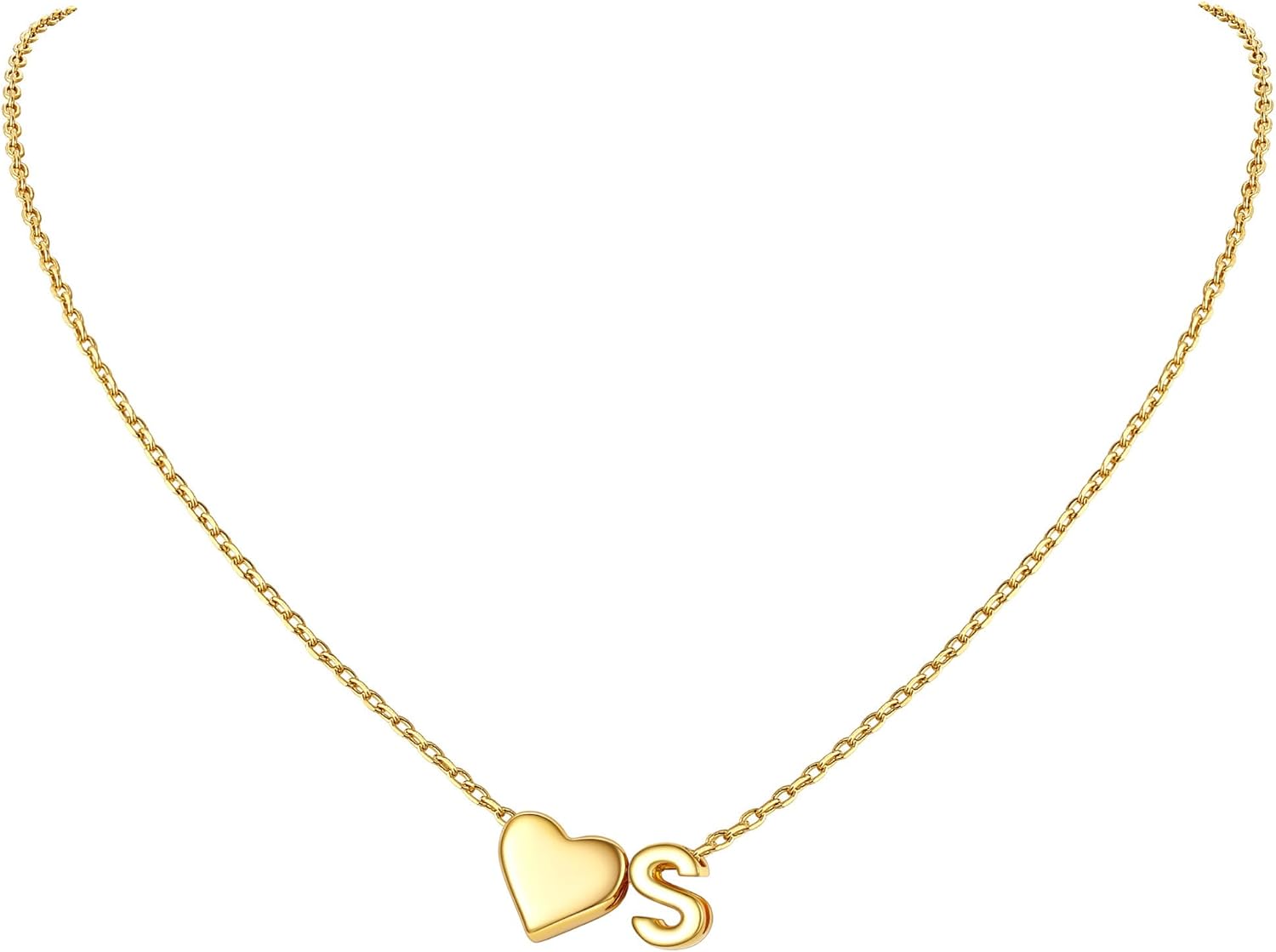 Supcare Dainty Initial Necklaces for Women, 14K Gold Plated Heart Pendant Necklace, Layerable Trendy Jewelry for Mothers Day, Name Letter Choker Chain 16'' plus 2'' Extension