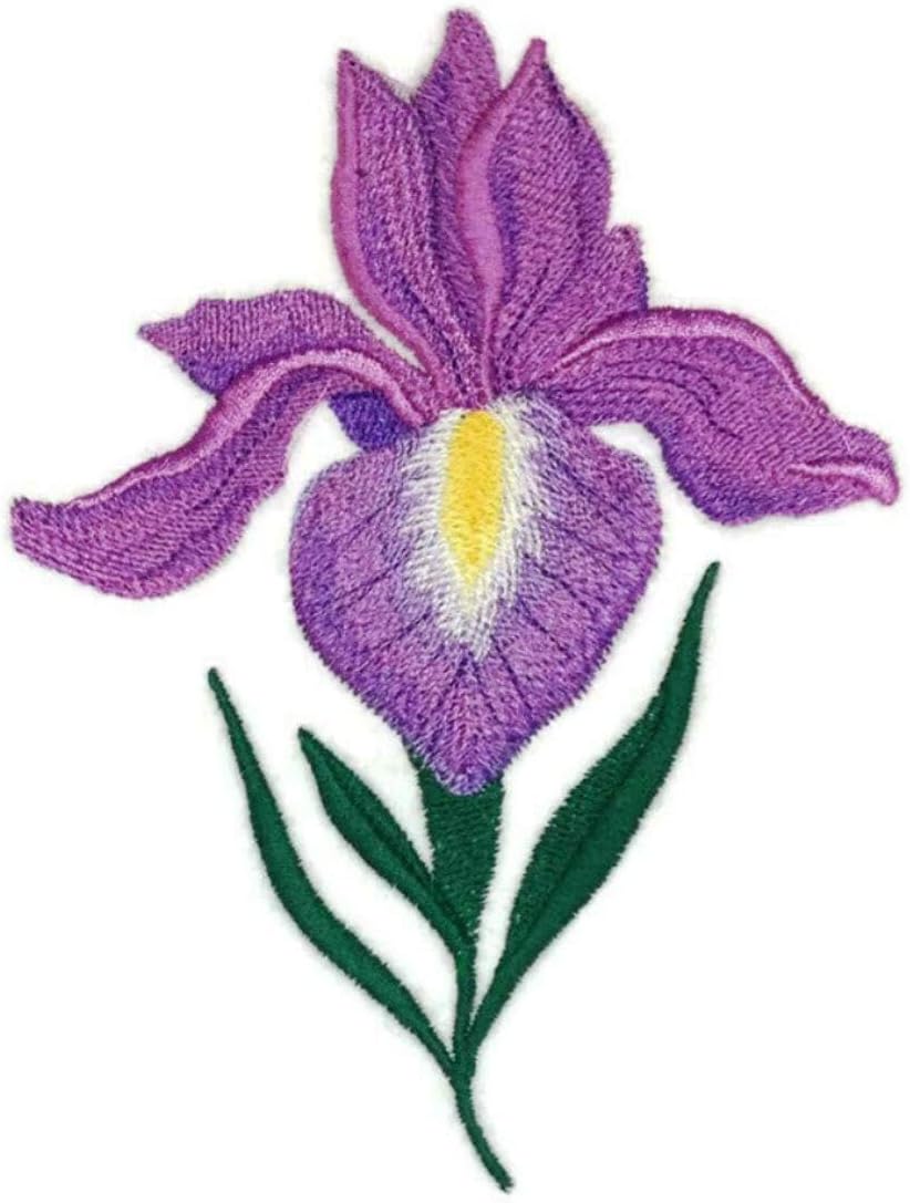 Custom and Unique (Bloom Iris) A Inspirational Blooms Flower Embroidered Iron on/Sew Patch [ 4.7"(w) x 6.3"(h) ] [Made in USA]