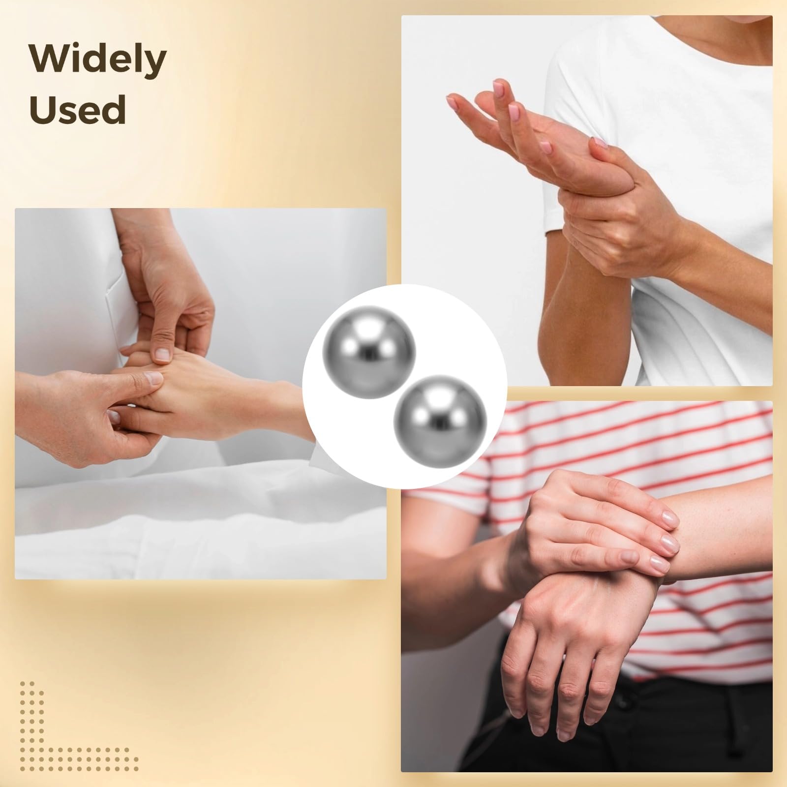 2 Stk. Edelstahl-Übungsbälle, 3,6 cm Handtrainingsbälle, Baoding-Bälle, Metall-Handbälle mit Zugbeutel, Griffkraftbälle, glatte Oberfläche, für Handtraining und Fingerübungen