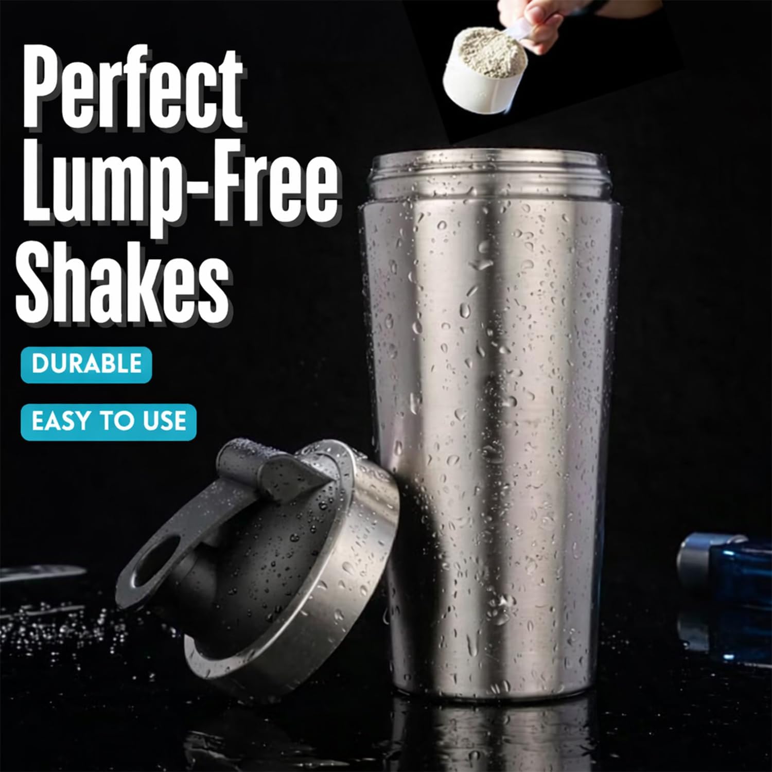 Oblivion Water Bottle 1 Ltr – Stainless Steel Workout Shaker with Spring Mixer, Leak-Resistant Flip Lid & Measurement Markings, Durable Fitness Bottle for Gym, Exercise & Daily Hydration (Pack of 1)