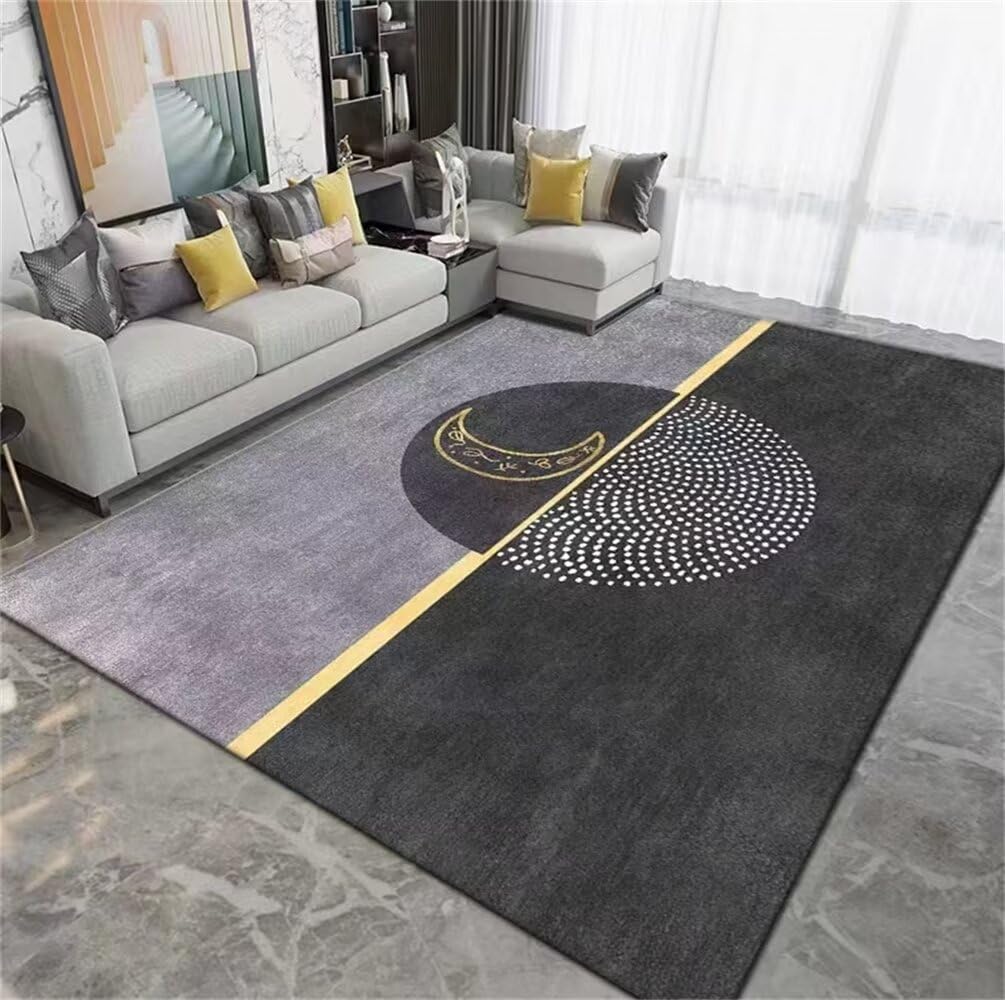 Tapis de passage anti-glisse et anti-tache grand tapis salon gris