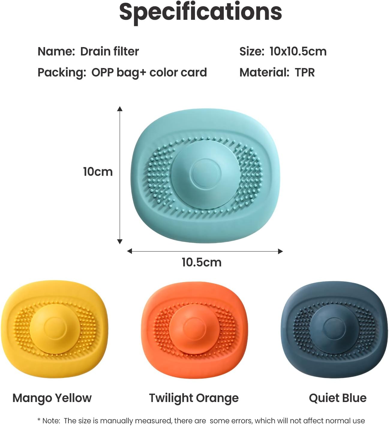 BQSHX 6 Pcs Shower Drain Cover, Hair Shower Drain Catcher Plug, Durable