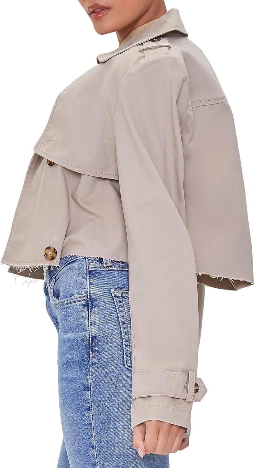Forever 21 womens Cropped Double-breasted Twill Jacket - Image 2