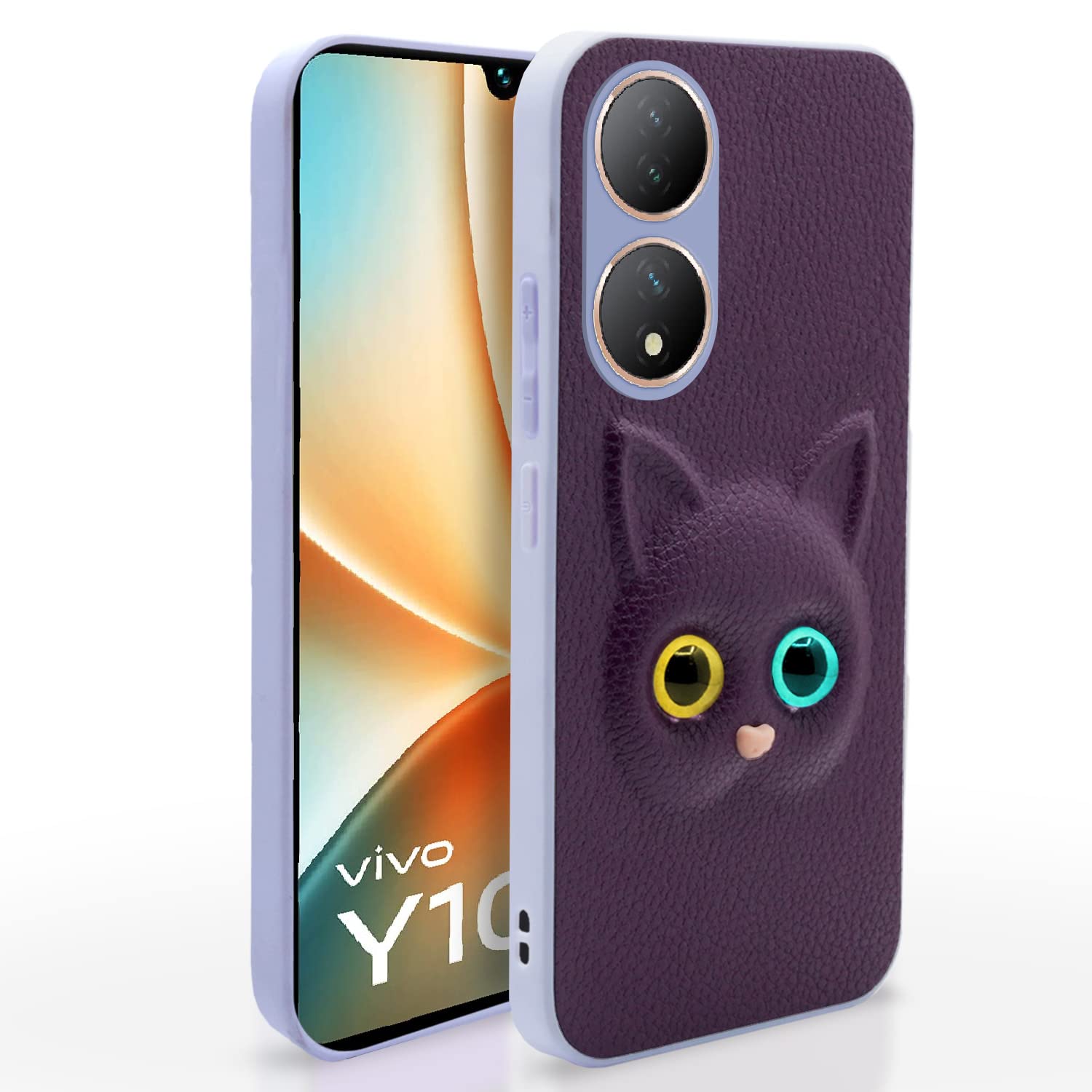 Pikkme Vivo Y100 Back Cover for Girls | Cute Cat Leather Finish | Soft TPU | Case for Vivo Y100 (Purple) (B0C61FDYHS) Amazon Price History, Amazon Price Tracker