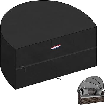 Outdoor Daybed Cover Waterproof, Heavy Duty 420D Anti-UV Round Canopy Day Bed Cover, Patio Canopy Daybed Sofa Covers with Air Vent 230x120x100cm