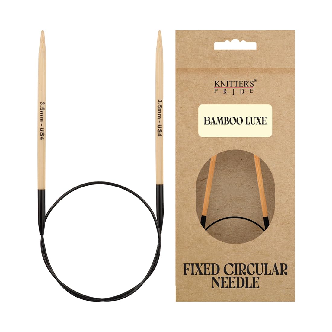 Knitter's Pride Beige/Black Bamboo Luxe Circular Knitting Needle 40 Cm 3.5 Mm - 1 Piece