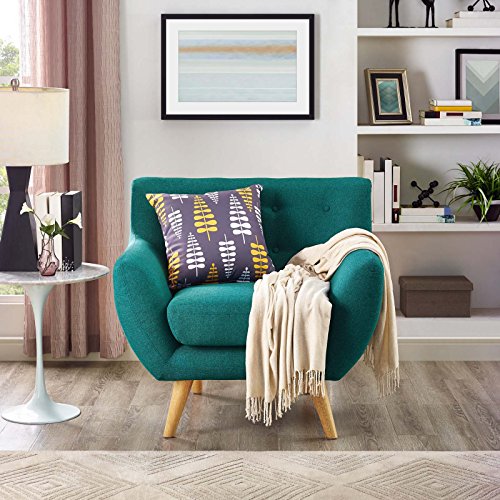Modway Remark Mid-Century Modern Accent Arm Lounge Chair With Upholstered Fabric In Teal #TOP5