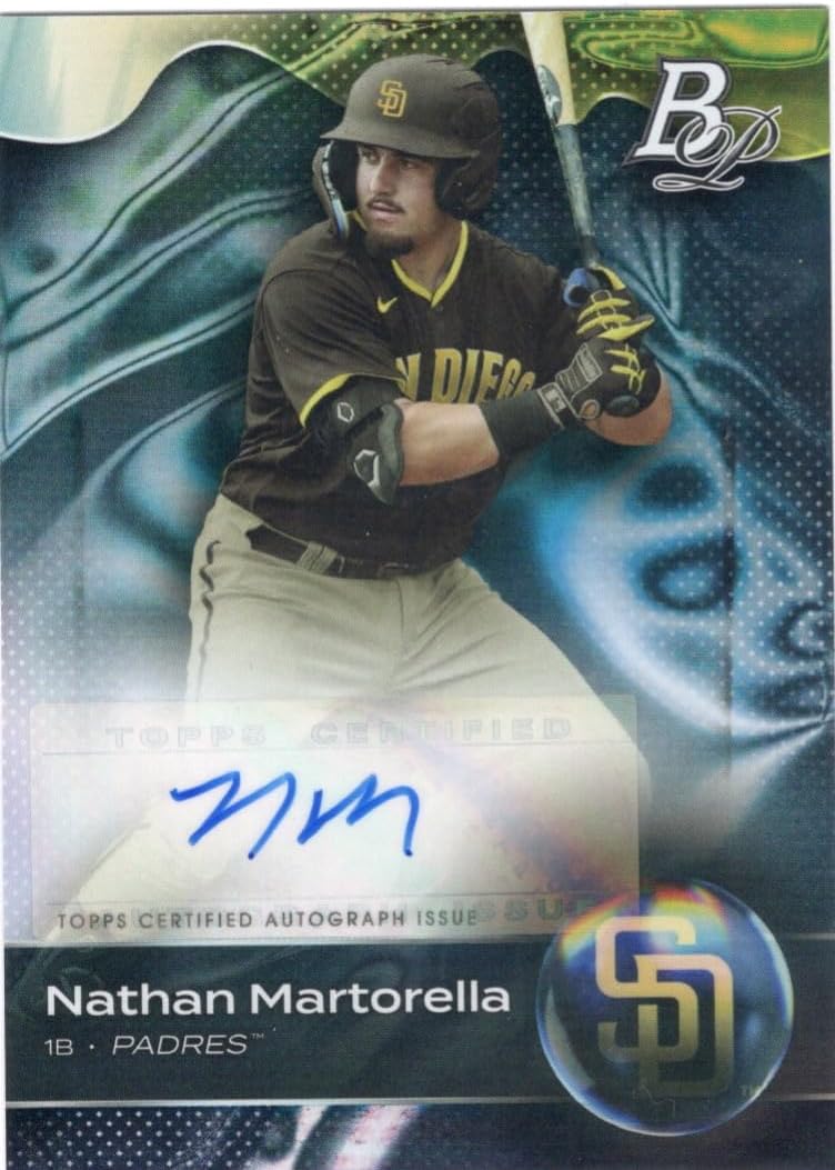 Nathan Martorella Autographed Top Prospect Collectible Baseball Card - 2023 Bowman Platinum Baseball Card #TOP-8 (Padres)