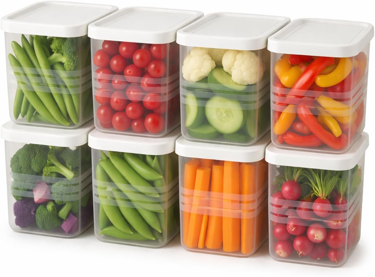 Satpurush Kitchen Accessories Items for Home - Fridge Storage Containers, Storage Box and Organiser (Pack of 8) for Efficient Food Organization and Space Management 1200ML