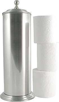 LDR Industries 164 6456BN Ashton Free Standing Regular Size Roll Toilet Paper Holder Canister, Brushed Nickel
