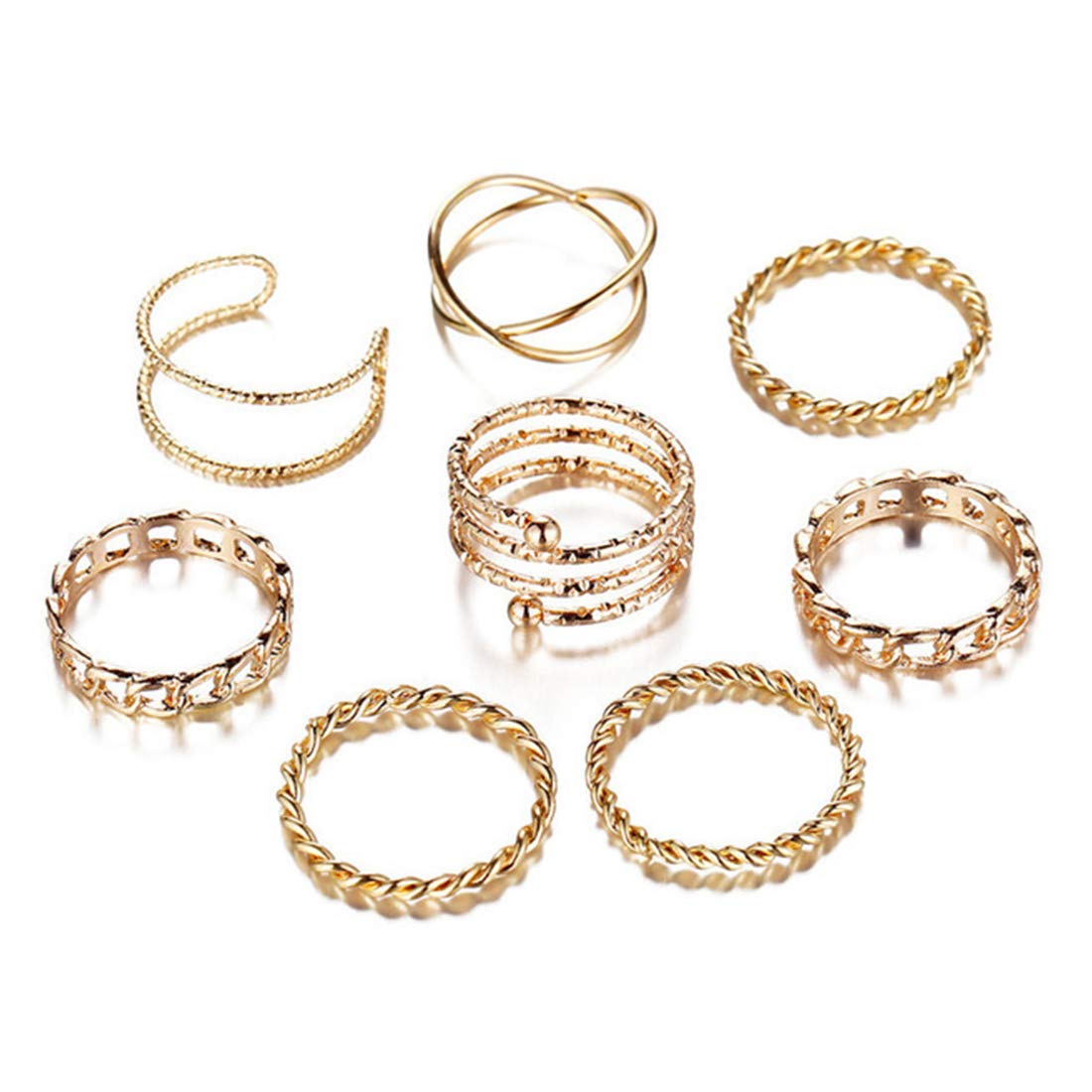 YELLOW CHIMES8 PCs Combo Boho Vintage Style Golden Knuckle Rings Set for Women and Girls