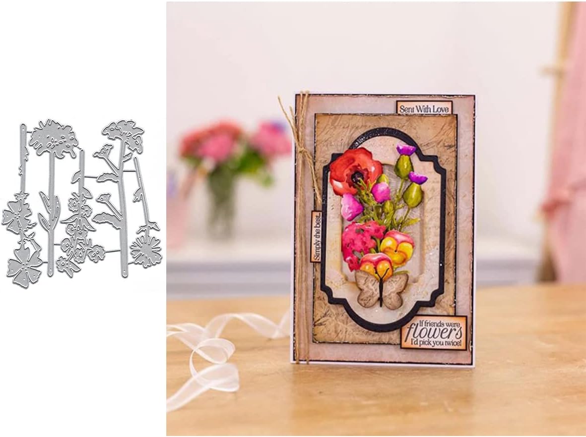 5Pcs Flowers Album Metal Die Cuts, 5Pcs Flowers Album Cutting Dies Cut Stencils for DIY Scrapbooking Cards Decorative Embossing Paper Dies for Scrapbooking Card Making