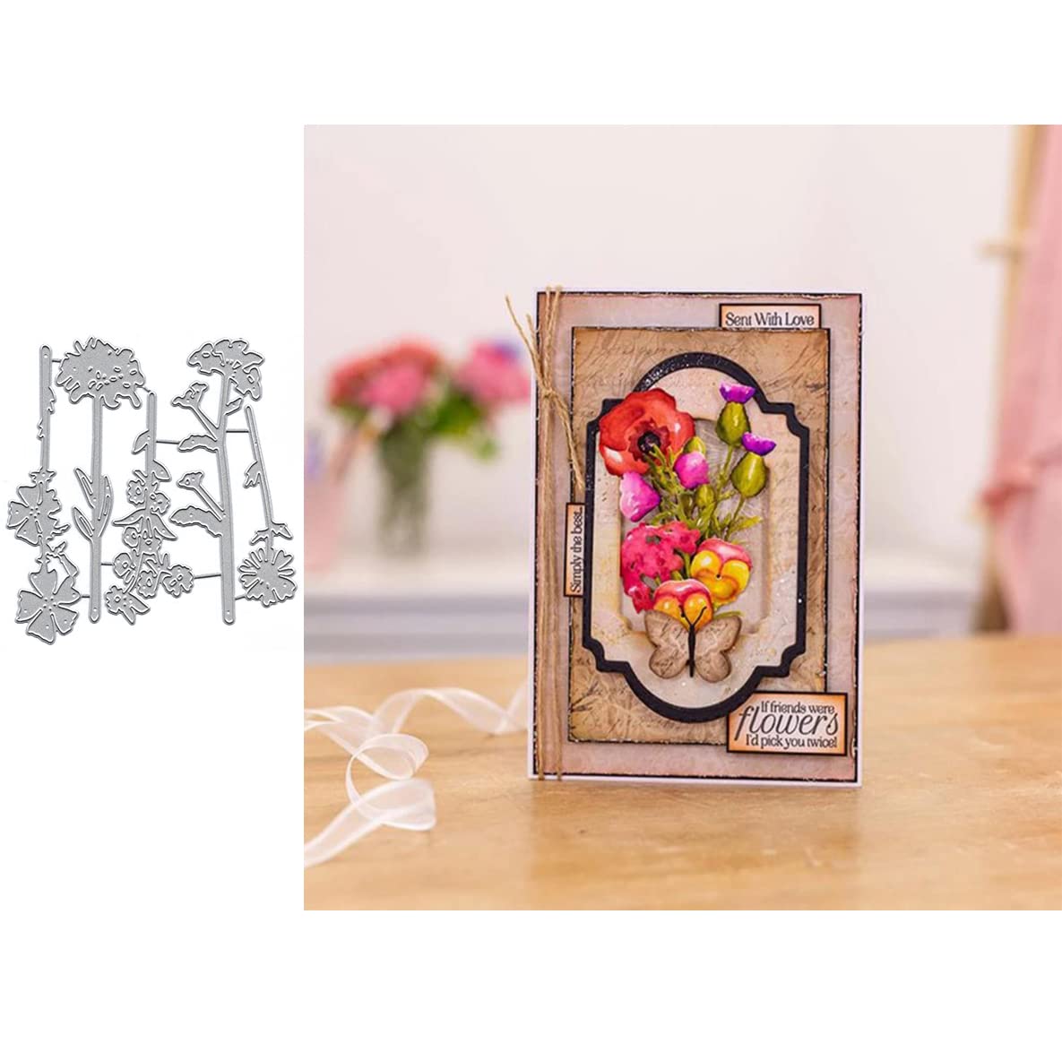 5Pcs Flowers Album Metal Die Cuts, 5Pcs Flowers Album Cutting Dies Cut Stencils for DIY Scrapbooking Cards Decorative Embossing Paper Dies for Scrapbooking Card Making