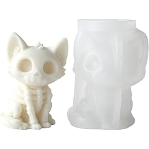 Halloween 3D Skeleton Cat Silicone Mold for Soy Candle & Soap Craft