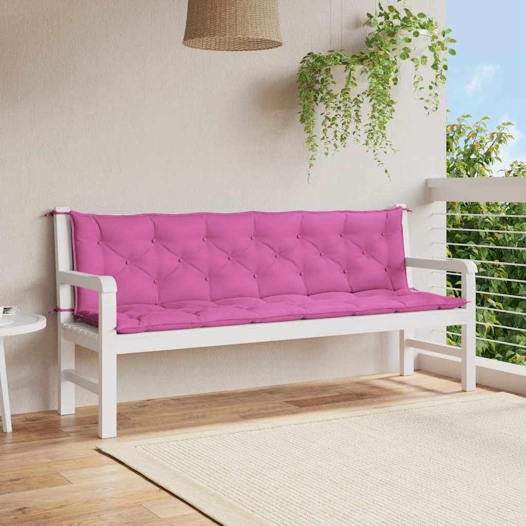 Coussin de banc de jardin rose epais 7 cm avec cordons de fixation
