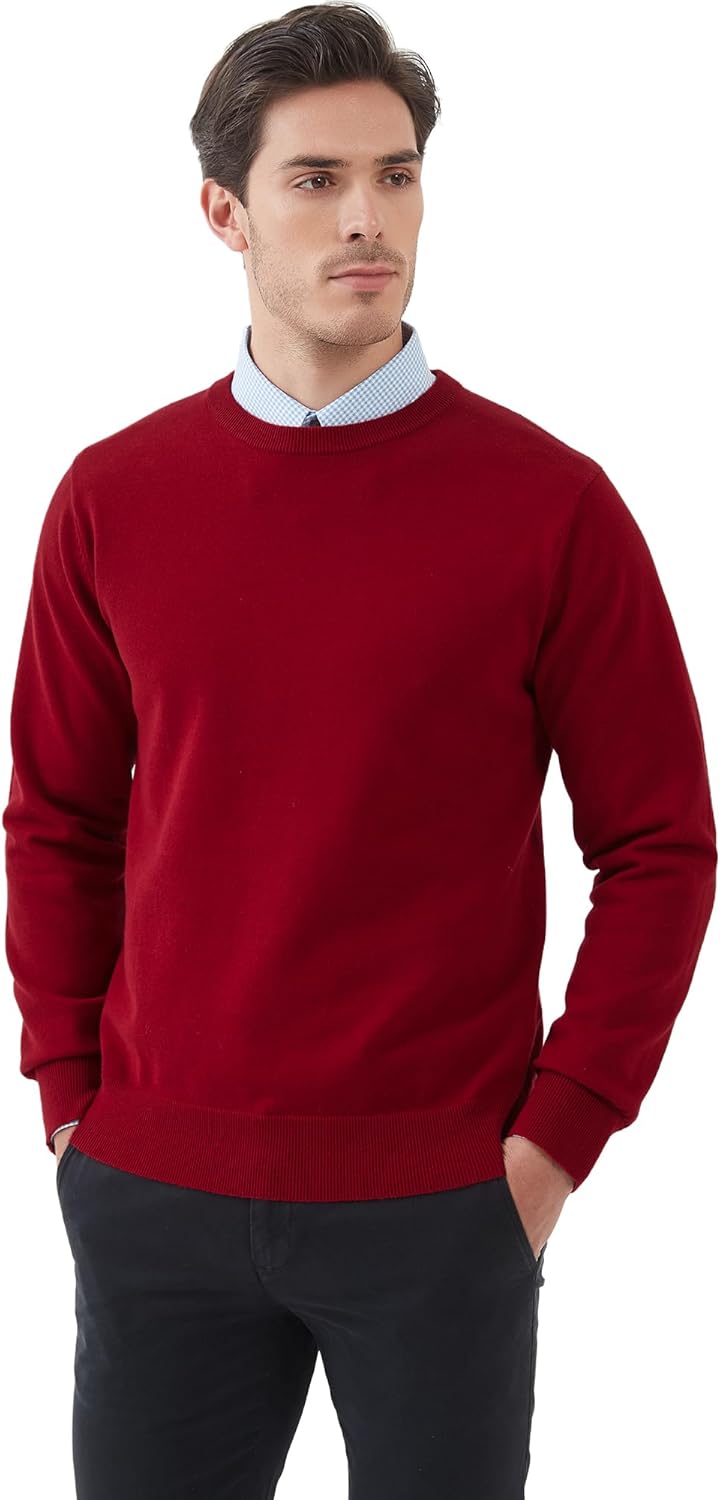 Kallspin Men's Crew Neck Sweater Pullover Regular Fit Pure Cotton Long Sleeve Lightweight Knit Casual Everyday Layering - Image 7