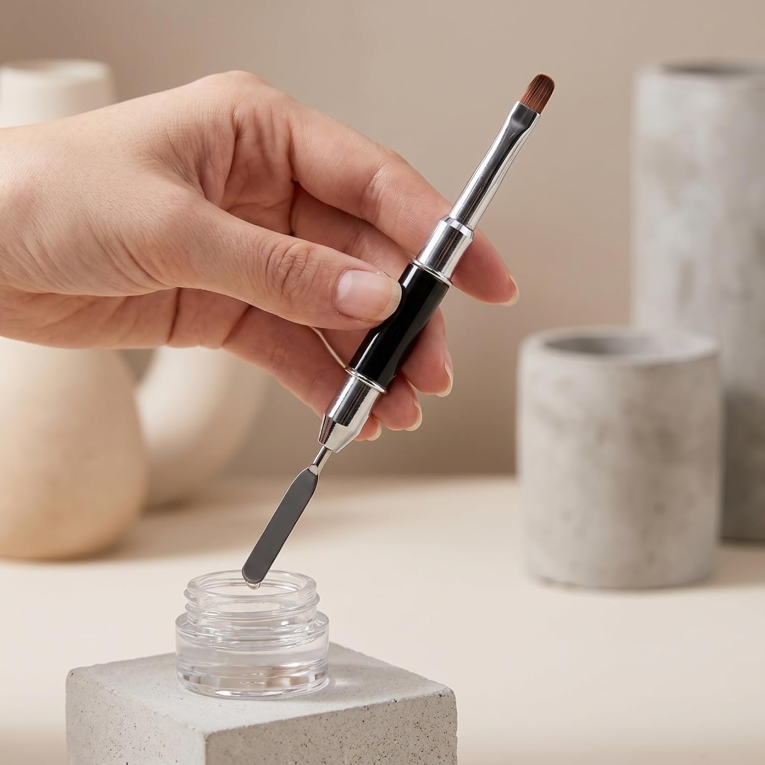 VICASKY Dual End Nail Art Pen Lines Brush and Polish Application, Professional Extended Glue Pen Gel Polish Painting Nail Art Tools for DIY Manicure Salon
