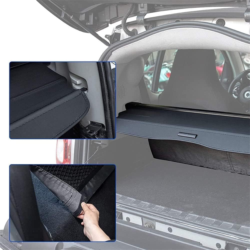 Auto Kofferraumabdeckung für Smart 453 Fortwo 2015-2019-einziehbare Gepäckraumabdeckung,Gepäckraumabdeckung, Gepäckraumabdeckung,Sonnenschutz
