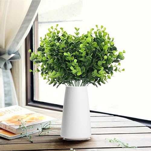 Miniatura 2 de CATTREE Arbustos de eucalipto artificiales, plantas falsas, ramas sintéticas, arreglos de decoración, brotes de hojas verdes para el hogar, ramos de