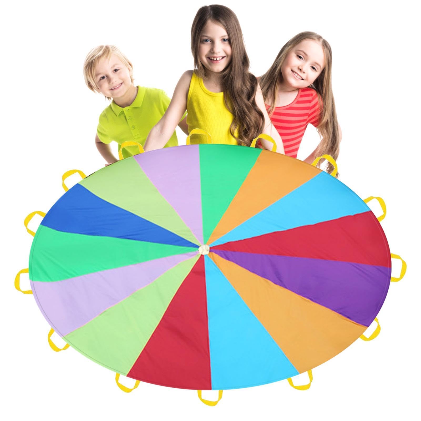 Paracaídas multicolor para niños 2/3 m con asas para juegos educativos deportivos