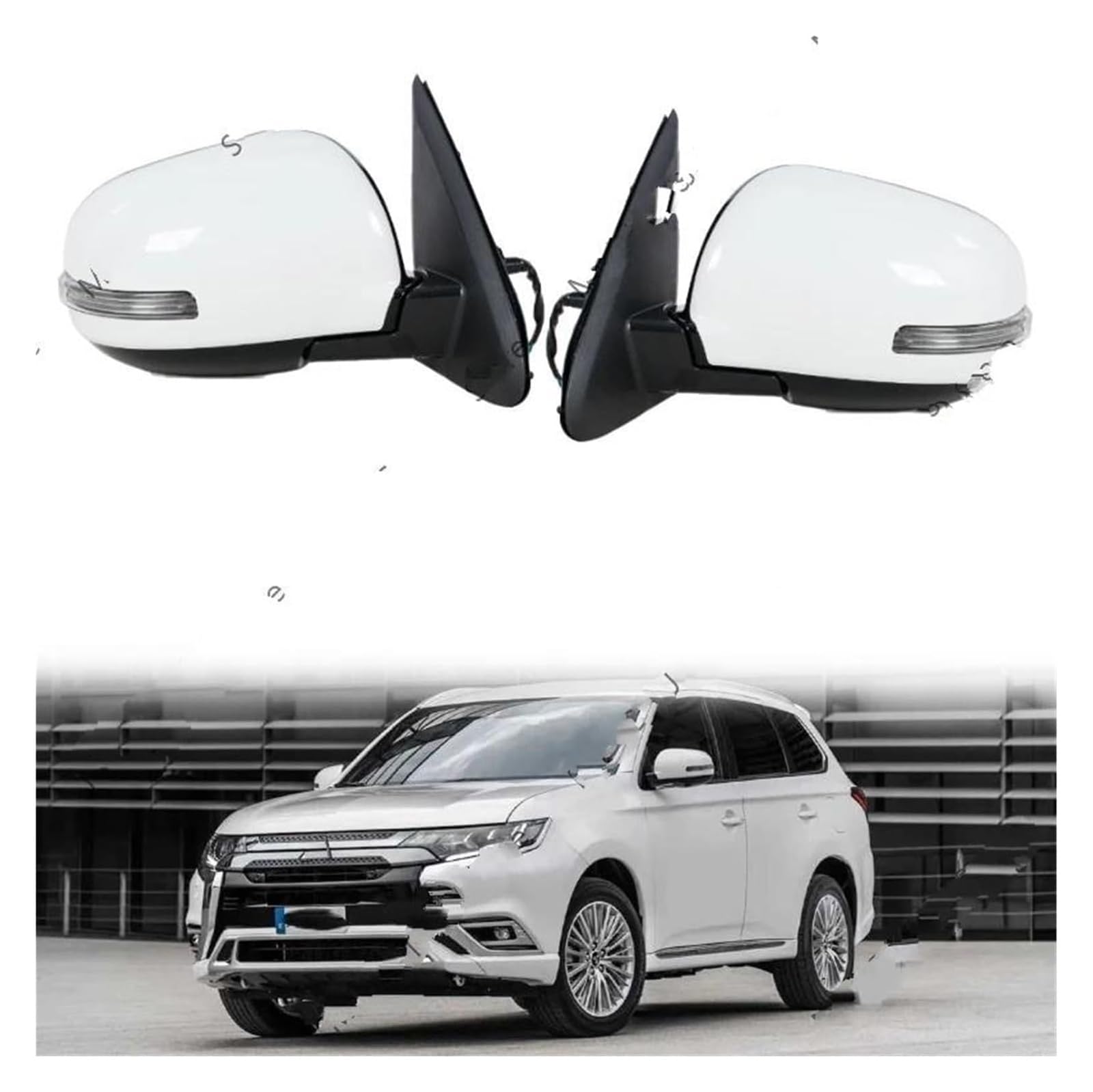 Außenspiegel Komplett Für M&itsubishi Für Outlander 2013-2020 Autozubehör Auto Außentür Rückspiegelbaugruppen Links/Rechts Komplette Flügelspiegel(White-Only Right)
