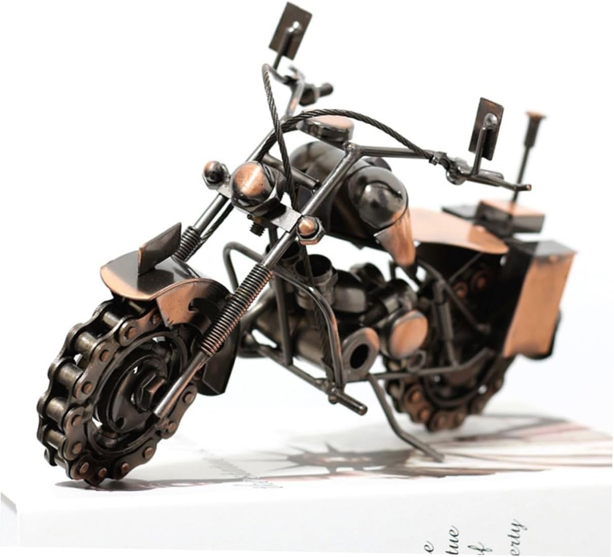 Collectible Iron Art Craft Metal Desktop Decoration Motorcycle Rotate Decor