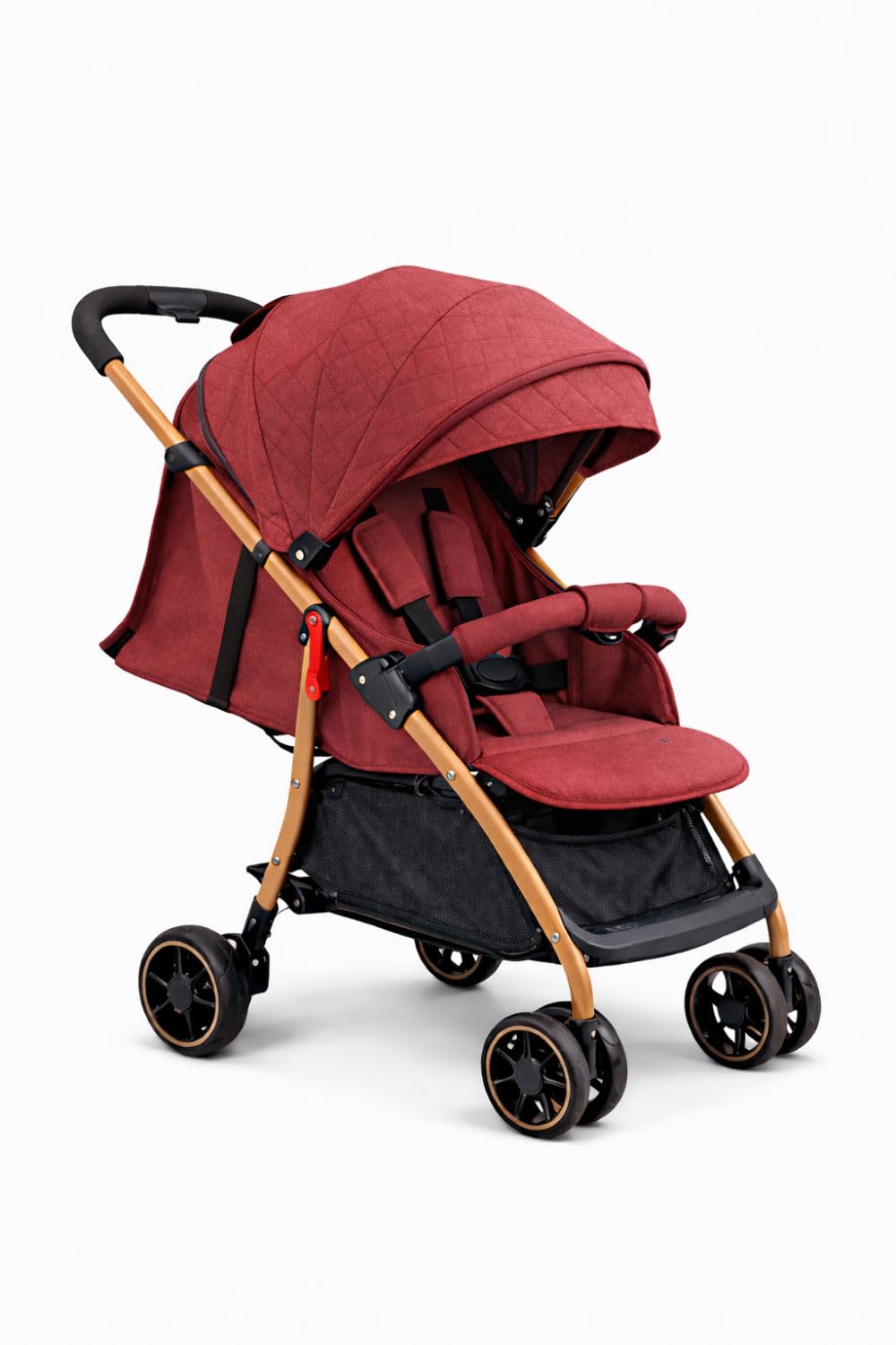 Passeggino Leggero Pieghevole 0-36 Mesi – Chiusura a Una Mano, Schienale Reclinabile, Cintura 5 Punti, Barra Removibile, Cappottina Imbottita, Compatto da Viaggio fino a 20 kg – 4 Co