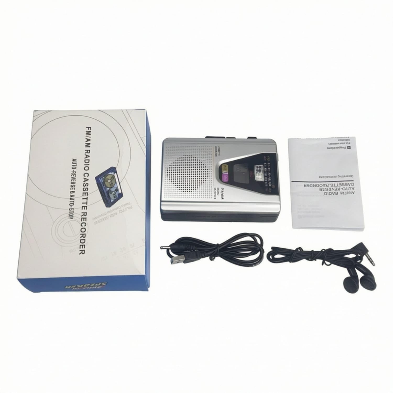 Auto Flip Radio Cassette Recorder Multifunctional Radio Cassette Player Compact Electronics Lightweight for Collectors, Music Lovers, Travel, Home, Silver-image-21