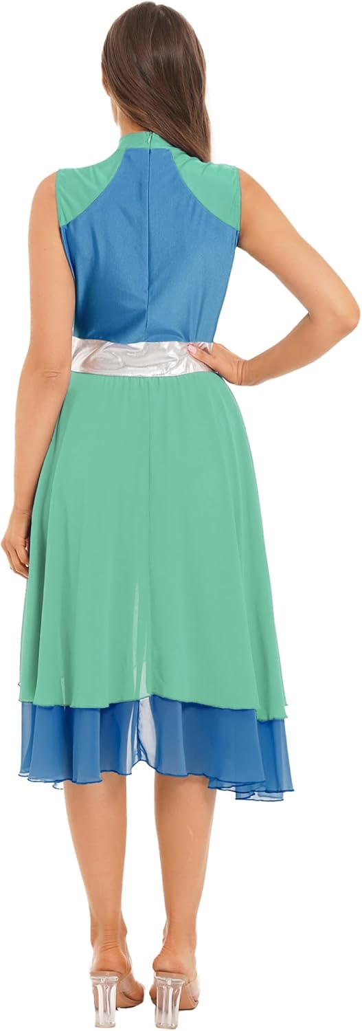 Women's Patchwork Praise Dance Dress Lyrical Liturgical Worship Dress Ballroom Performance Dancewear