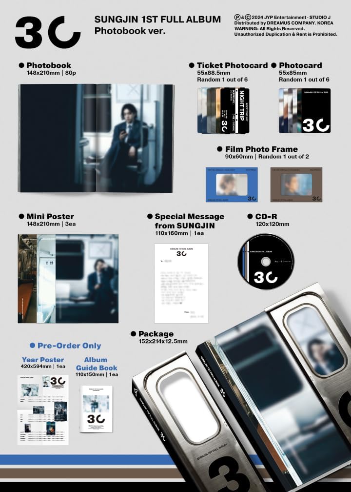 JYP - SUNGJIN (DAY-6) 1st Full Album [30] 3p Full Set (1Photobook+1Postcard+1Nemo) + DHL Shipping