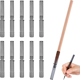 10 PCS 3‑in‑1 Pencil Extender, Multifunctional Lengthener-Transparent Black | Long Point Pencil Protector Cap for Standard/ Charcoal/Colored Pencils, Ideal for Artist, Drawing, Sketching, Office Use