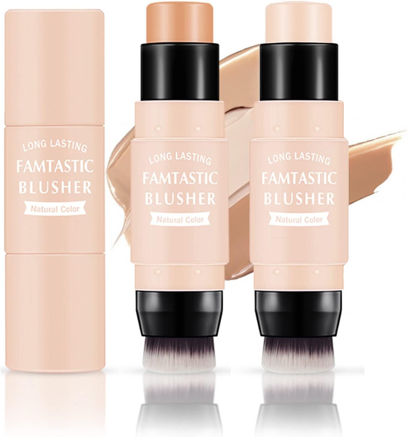 2Pcs Contour Highlight Stick, 2 in 1 Cream Contour Highlight Stick Moisturize Highlighter and Bronzer Pen Contour Stick With Built-In Blending Brush, Long Lasting & Smooth, Blends Easily Face Makeup