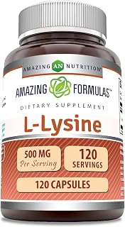 Amazing Formulas L-Lysine 500 mg Capsules Amino Acid Supplement | Non-GMO | Gluten Free | Made in USA (120 Count)